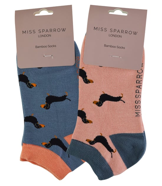 2 Pares de Calcetines de Bambú Multipack | Miss Sparrow | Calcetines Transpirables con Dibujos de Animales - Perro Salchicha - Image 2