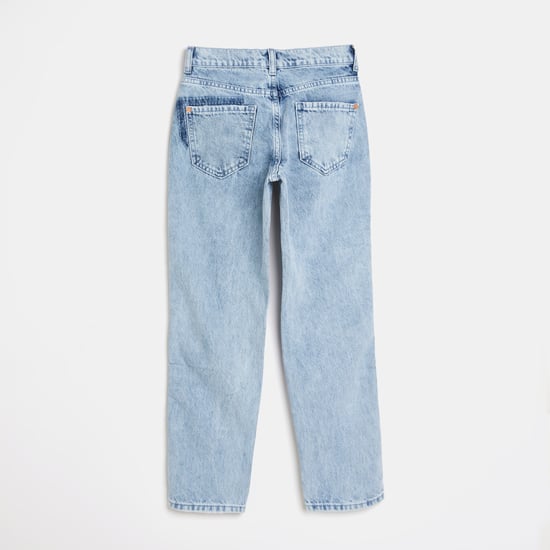 River Island Girls Slim Jeans Blue Straight Leg Ripped