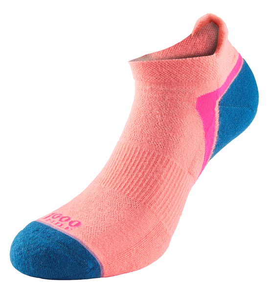 1000 Mile - Calcetines tobilleros transpirables para mujer de una capa Active Sport - Peach / Teal - Image 1