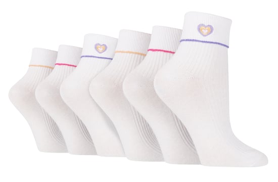 6 Pares Señoras Lounge Gire Puño Calcetines | Wildfeet | Calcetines de punto tobillo bordado - Corazón - Image 1