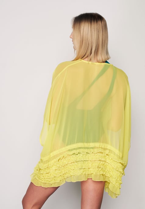 Frill Detailed Kimono - Yellow