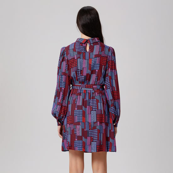 Graphic Print Short Blouse-Dress - Image 5