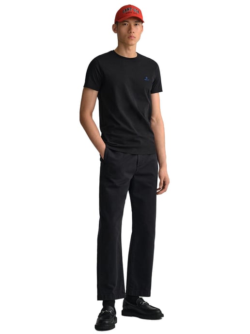 Gant | Camiseta cuello redondo hombre Logo contraste - Negro - Image 5