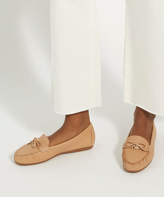 Dune Ladies Grovers - Leather Moccasins With Bow Detail