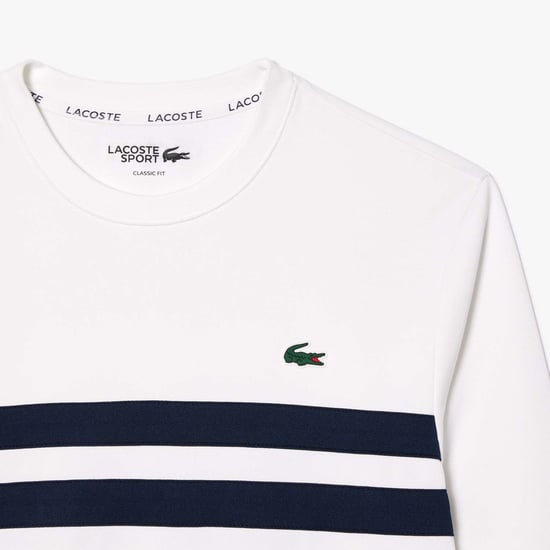 Men's Lacoste Sportsuit Ripstop Tennis Sweatshirt in White Navy
