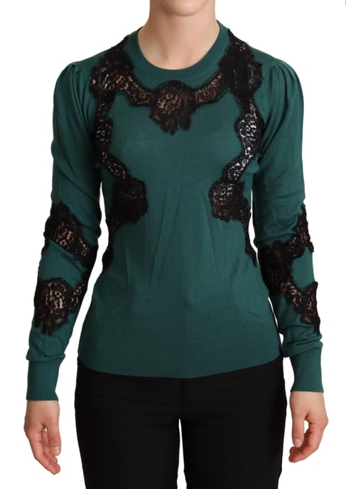 Suéter de cuello redondo de lana verde para mujer de Dolce & Gabbana - Image 1