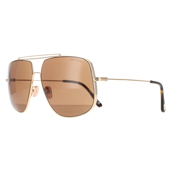 Tom Ford Aviator Mens Shiny Rose Gold Roviex FT0927 Liam Sunglasses