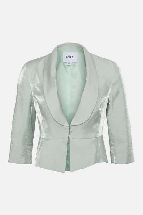 Lisa Tan Shimmer Peplum Hem Jacket