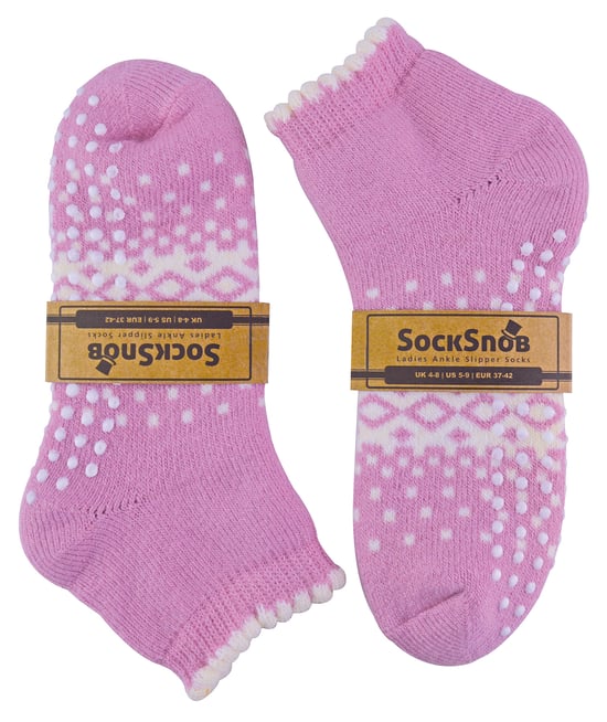 Sock Snob - Calcetines Tobilleros Térmicos de Lana Antideslizantes de Corte Bajo para Mujer - Rosa - Image 2