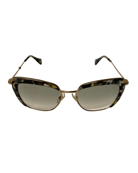 Miu Miu Tortoise Gradient SMU 52Q Cat Eye Sunglasses in Gold Metal - Image 2