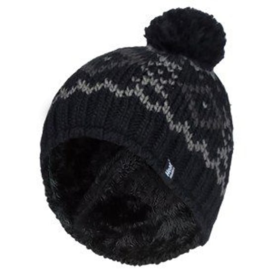 Mens Fleece Lined Thermal Winter Warm Beanie Bobble Hat with Pom Pom - Image 1