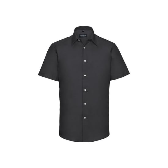Russell Collection Mens Oxford Tailored Short-Sleeved Shirt (Black) - Image 1
