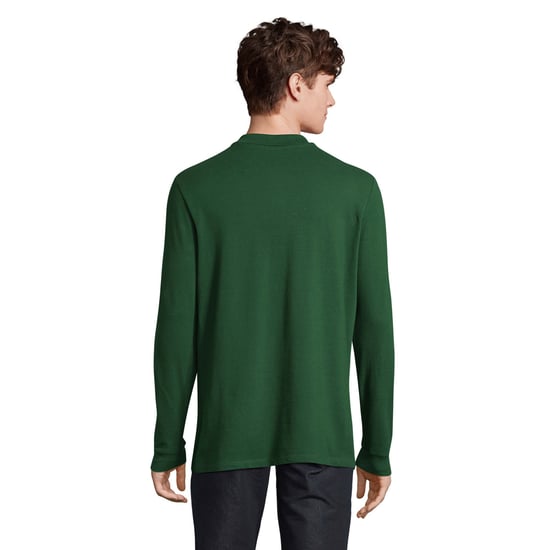 SOLS Mens Perfect Plain Pique Long-Sleeved Polo Shirt (Bottle Green) - Image 2