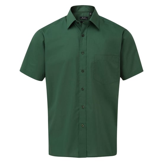 Premier Mens Short Sleeve Poplin Shirt (Bottle Green) - Image 1