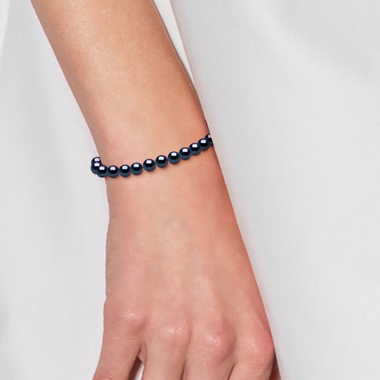 DIADEMA - Bracelet - Real Freshwater Pearls - Black Tahitian Style - White Gold