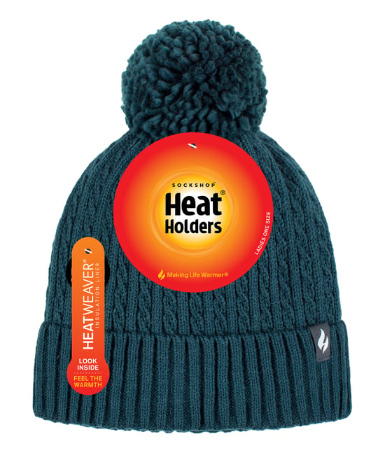 Gorro Térmico de Cable para Mujer | Calentadores | Gorro de Punto de Invierno | Suave Gorro Acanalado - Teal - Image 1