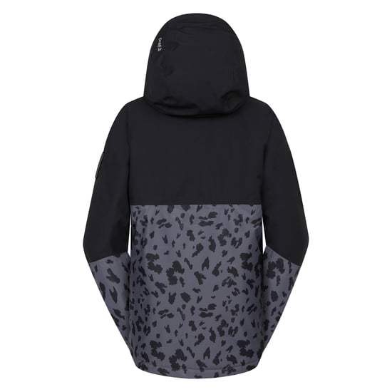 Dare 2B Womens/Ladies Snowburst Leopard Print Overhead Ski Jacket (Black/Ebony Grey) - Image 2