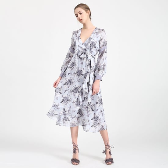 Wrap flower print dress
