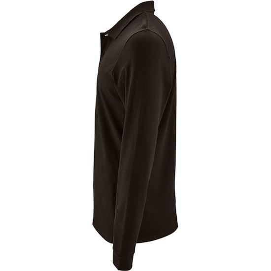 SOLS Mens Perfect Long Sleeve Pique Polo Shirt (Black) - Image 3