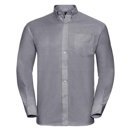 Russell Collection Mens Oxford Long-Sleeved Formal Shirt (Silver) - Image 1
