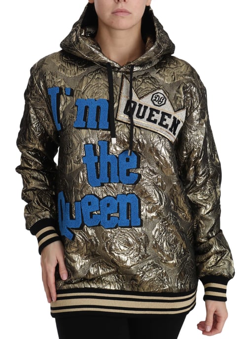 Sudadera con capucha Dolce & Gabbana I'm The Queen en jacquard dorado - Image 4