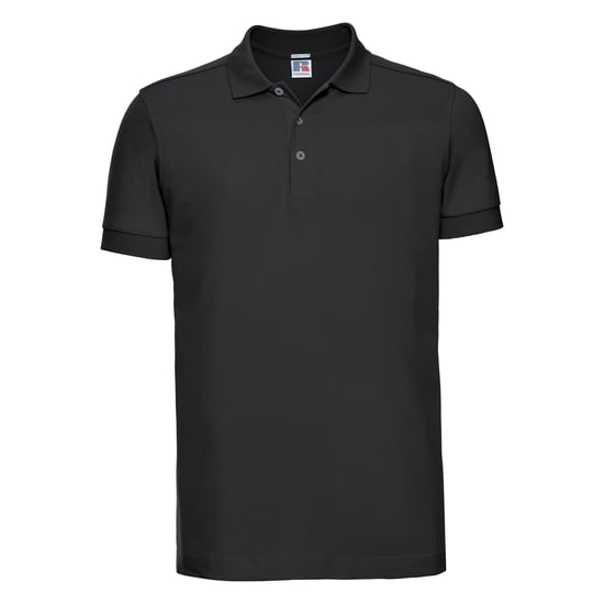 Russell Mens Stretch Short Sleeve Polo Shirt (Black) - Image 1