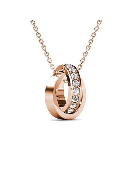 Colgantes de aro circular - Oro rosa y cristal - Image 1