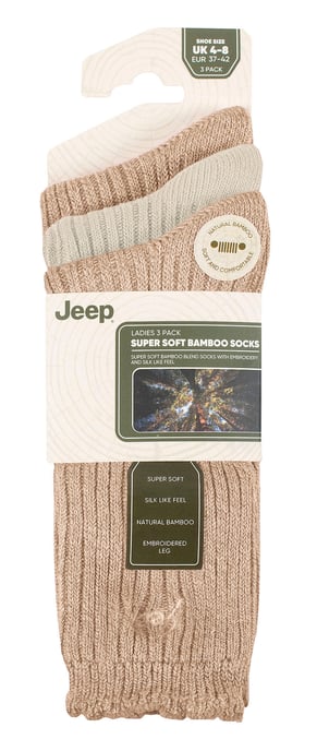 Calcetines Tobilleros de Bambú para Mujer, Calcetines de Punto Acolchados Anti Ampollas - Topo / Crema - Image 2