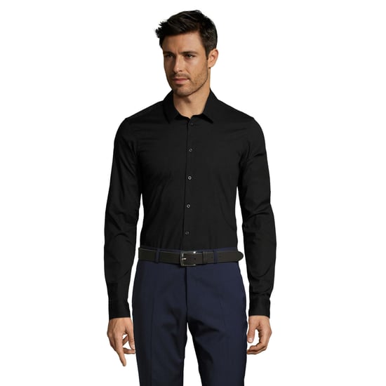 SOLS Mens Blake Stretch Long-Sleeved Shirt (Black) - Image 2