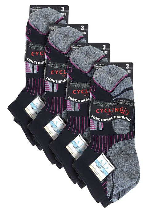 12 Pares Multipack Calcetines Ciclismo Mujer | Calcetines Snob | Calcetines Bajos Negros | Ideal para Correr, Gimnasio y Deporte - Negro - Image 2