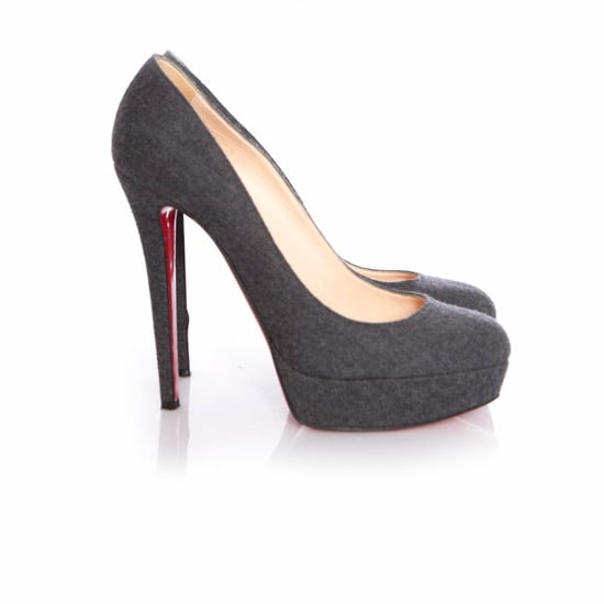 Gray "bianca 140" Wool Platform Court Shoes. - Image 5
