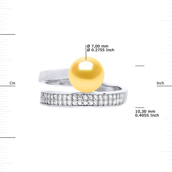 Ring Rush Adjustable Freshwater Pearl Round 7-8 mm Gold Jewelry 925