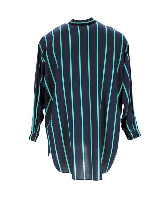 Balenciaga Striped Shirt in Navy Blue Polyester - Image 3