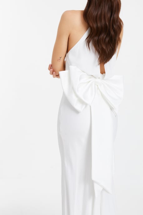 Bridal Ivory Satin Bow Clip