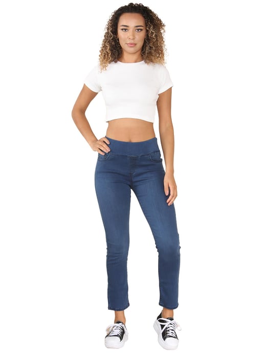 Enzo | Womens Wider Waist Jeans - Azul - Image 4
