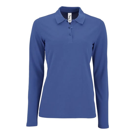 SOLS Womens/Ladies Perfect Pique Long-Sleeved Polo Shirt (Royal Blue) - Image 1