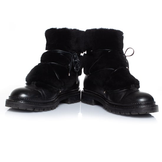 Fur embellished leather lace up boots - Image 6