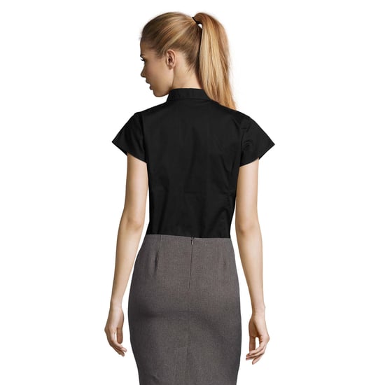SOLS Womens/Ladies Excess Stretch Short-Sleeved Blouse (Black) - Image 2