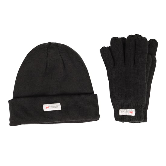 Mountain Warehouse Childrens/Kids Thinsulate Fleece Beanie & Gloves Set (Black) - Image 1