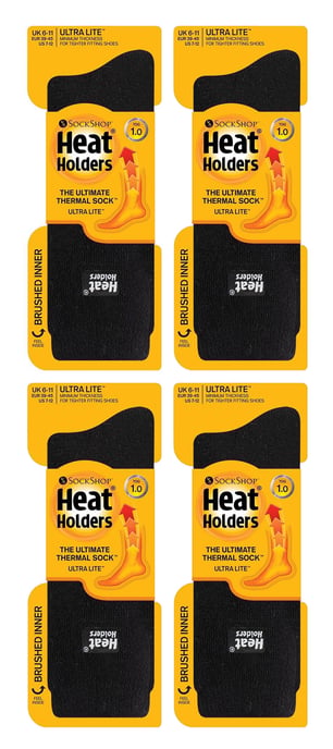 Heat Holders Ultra Lite - Paquete múltiple de 4 pares de calcetines térmicos para hombre | Calcetines calientes ultrafinos para vestir en invierno - Negro - Image 2