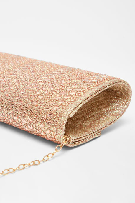 Rose Gold Diamante Clutch Bag - Image 4