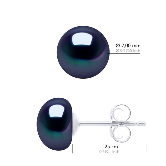 Earrings Real Cultured Freshwater Pearls Button 7-8 mm