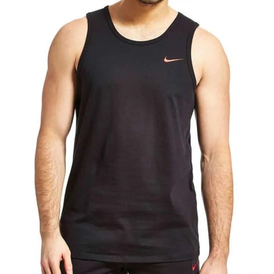 Camiseta sin mangas negra con logo bordado de Nike para hombre - Image 1