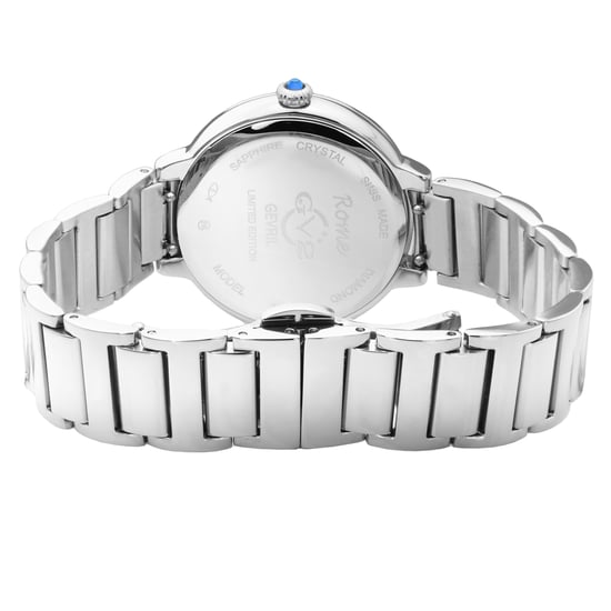GV2 Rome Reloj de acero inoxidable con esfera plateada y diamantes de cuarzo suizo para mujer - Image 2