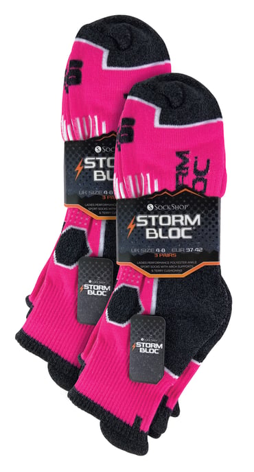 Pack de 6 Calcetines Tobilleros Acolchados para Mujer con Soporte en el Arco | Storm Bloc | Talón y Puntera Acolchados Running Sports para Mujer - Rosa - Image 2