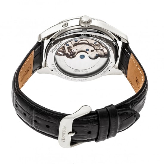 Reloj automático Heritor Sebastian semiesqueleto con correa de cuero - Image 2