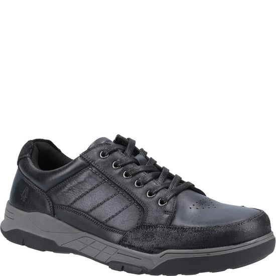 Hush Puppies Mens Finley Leather Lace Up Trainers (Black)