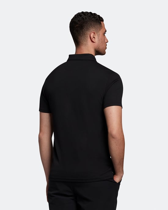 Lyle & Scott Golf Collar Logo Technical Polo Shirt in Black - Image 3