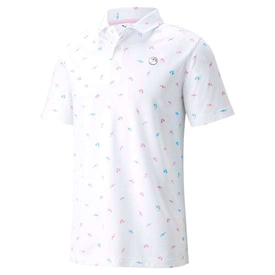 Puma x Arnold Palmer Manija corta Coloque White White Mens Bailing Umbrellas Golf Polo 533021 01 - Image 5