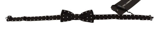 Dolce & Gabbana Men's Black White Polka Dot Silk Adjustable Neck Papillon Bow Tie